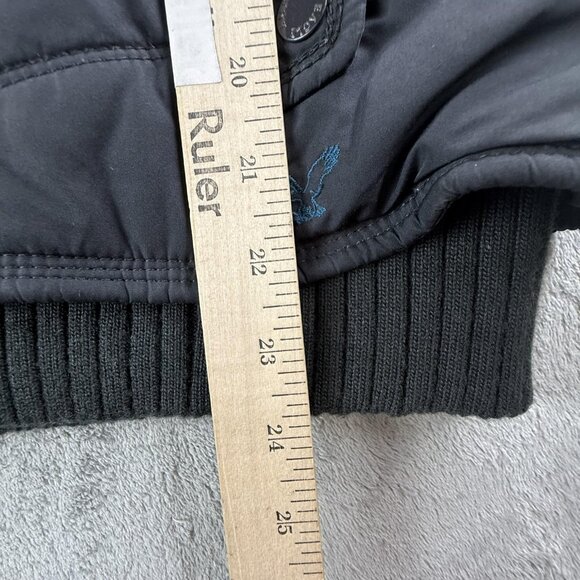 American Eagle Vest Womens Large Blue Hooded Sherpa Lined Quilted Full Zip Y2K - Picture 12 of 14